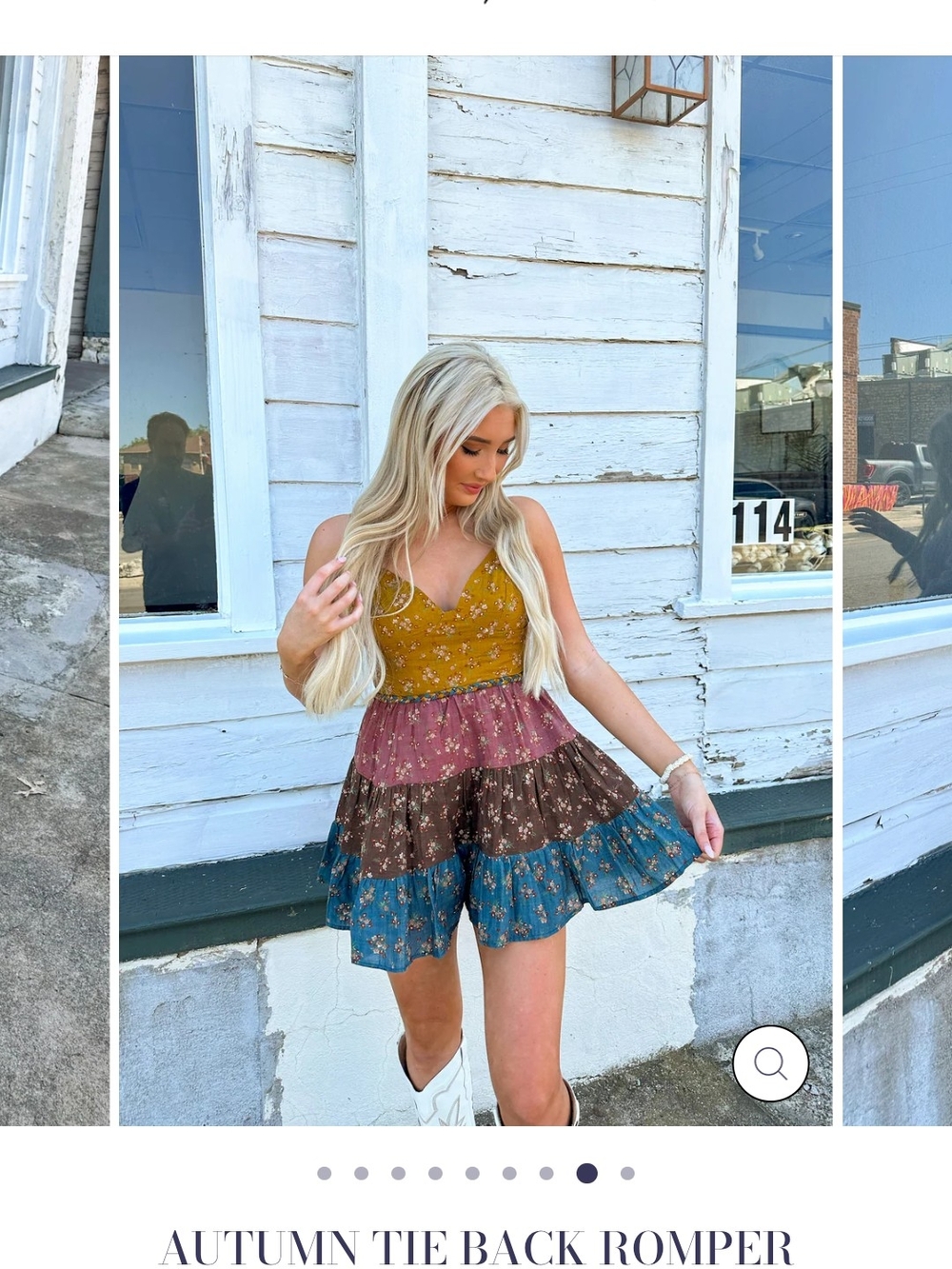 Storia Mustard, Mauve, Brown & Teal Tiered Romper